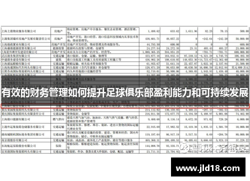 有效的财务管理如何提升足球俱乐部盈利能力和可持续发展